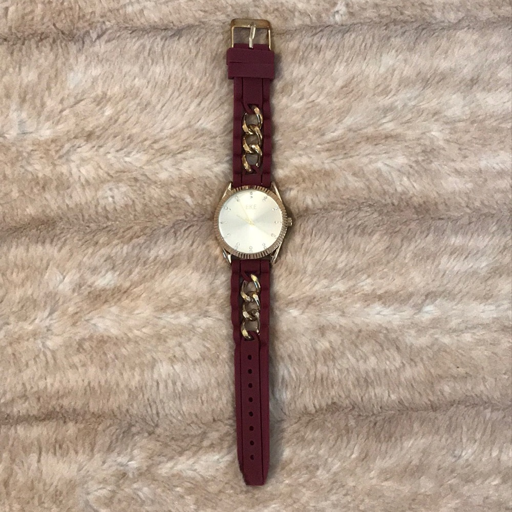 BKE Burgundy and Gold Watch